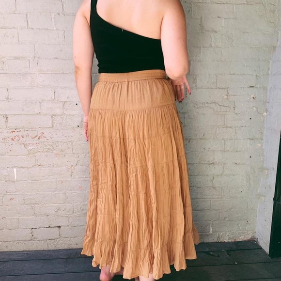 Y2k sportsgirl long brown tiered skirt - Picture 2 of 4